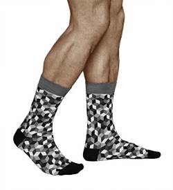 vitsocks Herren coole bunte Socken mit geometrischem Motiv, Baumwolle weich atmungsaktiv, 1-pack: schwarz-weiß-rauten, 43-46 von vitsocks