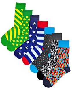 vitsocks Herren coole bunte Socken mit geometrischem Motiv, Baumwolle weich atmungsaktiv, 1-pack: sterne, 39-42 von vitsocks