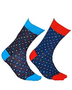 vitsocks Herren coole bunte Socken mit geometrischem Motiv, Baumwolle weich atmungsaktiv, 2-pack: polka dot: grau & jeans, 39-42 von vitsocks