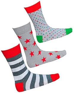 vitsocks Herren coole bunte Socken mit geometrischem Motiv, Baumwolle weich atmungsaktiv, 3-pack: streifen, punkt, stern, 39-42 von vitsocks