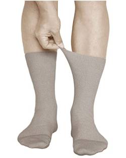 vitsocks Herren lockere Socken ohne Gummibund 98% Baumwolle (3x PACK) Weich, kein Druck, Beige, 39-41 von vitsocks