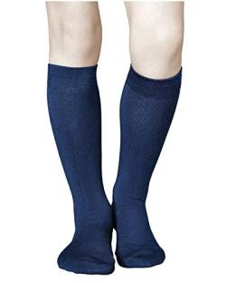 vitsocks Kinder Kniestrümpfe BAUMWOLLE dünne lange Socken (3x PACK) Jungen und Mädchen, Marineblau, 31-34 von vitsocks