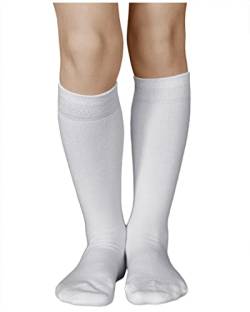 vitsocks Kinder Kniestrümpfe BAUMWOLLE dünne lange Socken (3x PACK) Jungen und Mädchen, Weiß, 31-34 von vitsocks