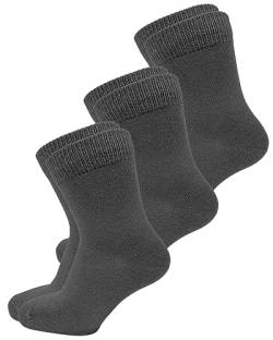 vitsocks Kinder Socken 98% BAUMWOLLE weich dünn lässig (3x PACK) Jungen und Mädchen, grau, 23-26 von vitsocks