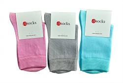 vitsocks Kinder Socken 98% BAUMWOLLE weich dünn lässig (3x PACK) Jungen und Mädchen, rosa glau türkis, 31-34 von vitsocks