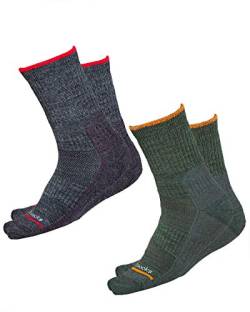 vitsocks Kinder Wandersocken MERINO Wolle mit Polsterung (2x PACK) warme Anti-Blasen Trekking, grau grün, 31-34 von vitsocks