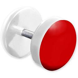 viva-adorno® 1 Stück Fake Plug Ohrstecker Edelstahl Acryl weiß mit farbig emaillierter Front Z465 Weiß/Rot von viva-adorno
