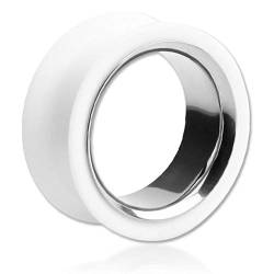viva-adorno® 1 Stück Silikon Flesh Tunnel Plug Ohr Piercing Edelstahl Inlay Größe 6-40mm Z368, weiß 30mm von viva-adorno