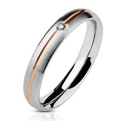 viva-adorno® Damen Ring Verlobungsring Edelstahl Silber/Rosegold mit Zirkonia RS57, Gr. 49 von viva-adorno