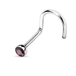 viva-adorno 1,0mm Nasenstecker gebogen Zirkonia Kristall Strass Nasen Piercing Spirale Stud Nasenring Z325 Farbe Violett/Lila von viva-adorno