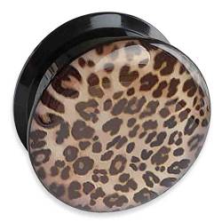 viva-adorno 1 Stück Flesh Plug Tunnel Acryl Schraubverschluss Leopard Animal Print 4-24mm Z554, D1 4mm von viva-adorno