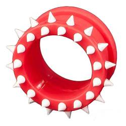 viva-adorno 1 Stück Flesh Tunnel Plug Ohr Piercing Spikes Silikon flexibel Größe 4-26mm Z109, rot/weiß 4mm von viva-adorno