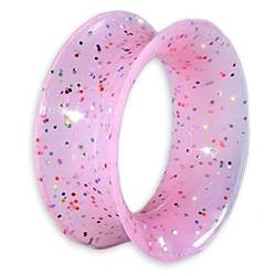 viva-adorno 1 Stück Tube Flesh Tunnel Plug Silikon Ohr Piercing Glitter Glitzer Opal schimmernd flexibel Größe Z108g Rosa/Pink, 10mm von viva-adorno