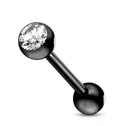 viva-adorno Barbell Piercing Stab Zungenpiercing Ohrpiercing Stecker Hantel Chirurgenstahl 316L beschichtet Zirkonia Z309, schwarz von viva-adorno