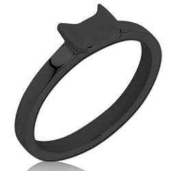 viva-adorno Edelstahl Ring Damen Ring Katze Katzen schwarz beschichtet schmal Gothic Kätzchen RS62, Gr. 53 von viva-adorno