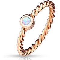 viva-adorno Fingerring Edelstahl Damen Ring Rosegold geflochten Opal Damenring gedreht von viva-adorno