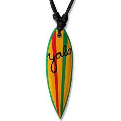 viva-adorno Halskette Surfbrett Holzanhänger Baumwollband Surfer Kette Länge verstellbar HK30, 14 Yolo von viva-adorno