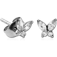 viva-adorno Paar Ohrstecker Kristall Schmetterlinge Damen Mädchen Ohrringe 925 Sterling Silber, Zirkonia von viva-adorno