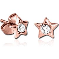 viva-adorno Paar Ohrstecker Rosegold Herzen Sterne Damen Mädchen Ohrringe 925 Sterling Silber, Kristall Ohrstecker von viva-adorno