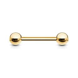 viva-adorno Universal Barbell Piercing Stab Zungenpiercing Brustpiercing Intimpiercing Stecker Hantel Edelstahl beschichtet Z310Z, 1,6x12x5mm, gold von viva-adorno