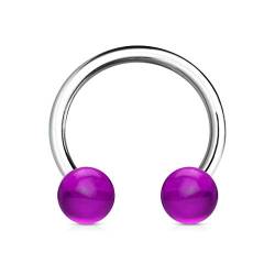 viva-adorno Universal Hufeisen Piercing Chirurgenstahl 316L UV Kugeln Septum, Lippe, Augenbraue, Nase Z303, lila von viva-adorno