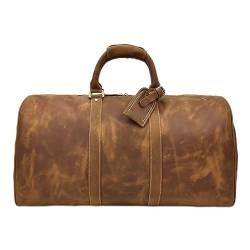Herren-Reisetasche aus Leder mit großem Fassungsvermögen, robuste Reisetasche aus echtem Leder, große Schulter-Wochenendtasche von vkeid