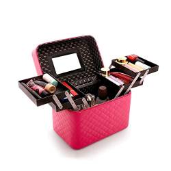 Kosmetik-Aufbewahrungsbox, tragbare Kosmetik-Aufbewahrungsbox mit großer Kapazität, professionelles Make-up-Künstler-Make-up-Set, mehrschichtiger, Faltbarer Reisekoffer, dekorativer Make-up-Koffer von vkeid