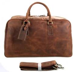 Modische Reisetasche aus Leder, Gepäcktasche, großes Fassungsvermögen, Handhebetasche aus Leder mit Oberschicht von vkeid