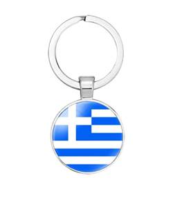 vmcoatdu Griechenland Nationalflagge Schlüsselanhänger Geschenk Männer Frauen Schlüsselanhänger Edelstahl und eingelegte Glasmaterialien, Bild, Einheitsgröße von vmcoatdu