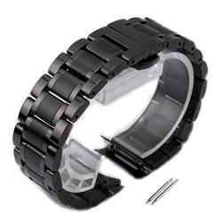 Gebogenes Edelstahl-Uhrenarmband mit Schnalle für Herren und Damen, 14 mm - 24 mm, Silber-schwarz 14mm schwarz von vmobike