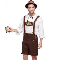 vohiko Lederhose Herren Tracht 3 Teilig Set Hemd Lederhose und Hüte Outfit Oktoberfest Kostüm Bavarian Faschingskostüme Karneval Halloween Kleidung von vohiko