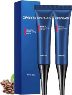 2PC Openeyes Gel,Openeyes Awaken Peptide Lifting Eye Gel,Anti Aging Openeyes Eye Cream, Verjüngendes Augen-Lifting-Gel für Männer und Frauen,Men Eye Cream Anti Aging,Awaken Peptide Depuffing Eye Gel von vokkrv