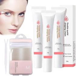 Double Eyelid Styling Cream - Doppelte Augenlid-Styling-Creme, Langlebig, Unsichtbare Doppel-Augenlid-Formungscreme, Wasserfest, Schweißfest, mit Y-Stick & Schlupflider Strip Unsichtbar (3 Pack) von vokkrv