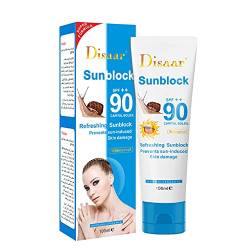 Gesichts Sonnencreme Mit SPF 90++, Koreanischer Sonnenschutz, UVA-Schutz, Für Die Tägliche Anwendung Geeignet, 100 ML (Schnecken) von vokkrv