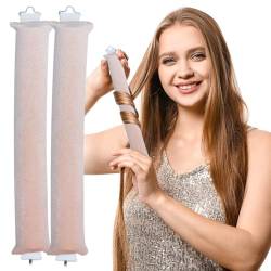 Locken Ohne Hitze, Overnight Blowout Silk Heatless Curls Lockenwickler über Nacht, Keine Hitzelocken zum Schlafen für Lockenstäbe, Flexi Rods with Hook, Hair Curler DIY Haare Lockenband (2*Aprikose) von vokkrv