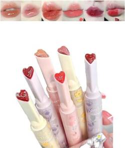 Pack of 6 Flower Jelly Lipstick Set, Flortte Jelly Lipstick, 6 Colours Jelly Lipstick Heart Shape, Moisturising Korean Lip Gloss, Hydrating Lip Glaze, Mirror Effect for Fuller Lips for Beauty Makeup von vokkrv