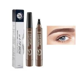 Suake Eyebrow Contouring Pen, 2 Stöcke Suake Magical Precise Waterproof Brow Pen, Anjoize Eyebrow Pencil 4D Laminated Eyebrow, 4 Tipped Precise Brow Pen, 24 Hours Long Lasting (04# Grey Brown) von vokkrv