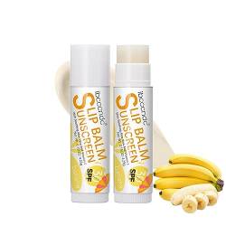 Sunscreen Lip Balm - Sun Protect Lippenpflege LSF 30, Wasserfester Lippenpflegestift mit Sonnenschutz, Lippenpflege ohne Mineralöle 4,25 g (Banane-2 Stöcke) von vokkrv