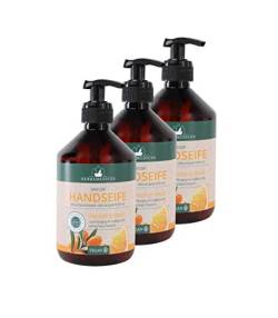 Handseife 500ml 3er Set Vegan Hand Soap mild hautschonend ph-neutral Made in Germany (Sanddorn Orange) von vom Pullach Hof