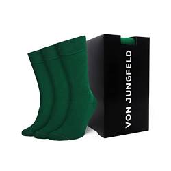 VON JUNGFELD® - 3er Set Herren Socken - Strümpfe aus Bio Baumwolle - hochwertige Herrensocken Gr. 39-42 dunkelgrün von VON JUNGFELD