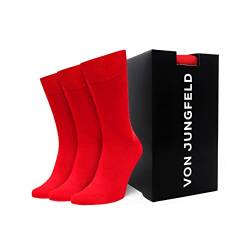 VON JUNGFELD® - 3er Set Herren Socken - Strümpfe aus Bio Baumwolle - hochwertige Herrensocken Gr. 43-46 rot von VON JUNGFELD