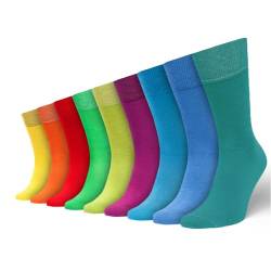 VON JUNGFELD® - 9er Pack Bunte Herren Socken - Strümpfe Multicolor - Gr. 43-46 grün, blau lila, gelb, rot, orange von VON JUNGFELD