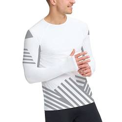 Laufshirt Herren UV Shirt Langarm Funktionsshirt Sportshirt Feuchtigkeitstransport UPF 50+ Weiß-w M von voofly