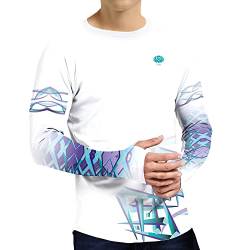 Rashguard Herren UV Shirt Herren Langarm Weiß Violett S von voofly