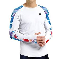 Schwimmshirt Herren Badeshirt Surfshirts Rashguard UV Schutzkleidung Shirt Men UPF 50+ Weiß XL von voofly