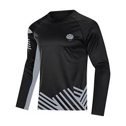 Sport Tshirts Herren Langarm Trainingsshirt UPF 50+ UV-Shirt Atmungsaktiv Funktionsshirt Laufshirt Schwarz-b M von voofly