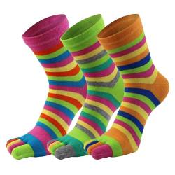 voofly 3 Paar Zehensocken Damen Bunte Socken mit Zehen für Arbeit Sports Rosa + Grün + Orange von voofly