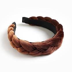 vreplrse Geflochtenes Velours Stirnband, breite Haarbänder, Mädchen, Haarband, Winter Stirnband, Sport, Hochzeit, Bankett, Styling Zubehör, Kaffeefarbe von vreplrse