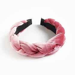 vreplrse Geflochtenes Velours Stirnband, breite Haarbänder, Mädchen, Haarband, Winter Stirnband, Sport, Hochzeit, Bankett, Styling Zubehör, Pfirsichrosa von vreplrse