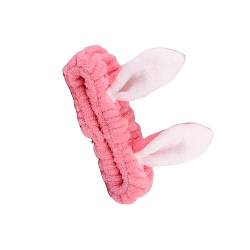 vreplrse Haarband Stirnband Ins Weiche Mädchen Stirnbänder mit Hasenohren Kopfschmuck Make up Sport Spa Gesichtswäsche für Frauen, Wassermelonenrot von vreplrse